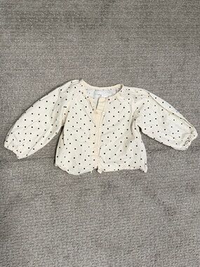 Zara Toddler Girls' Cream Polka Dot Button-Front Top 18 months